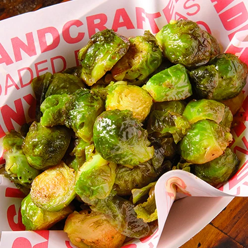 Maple glazed Brussels sprouts tapa