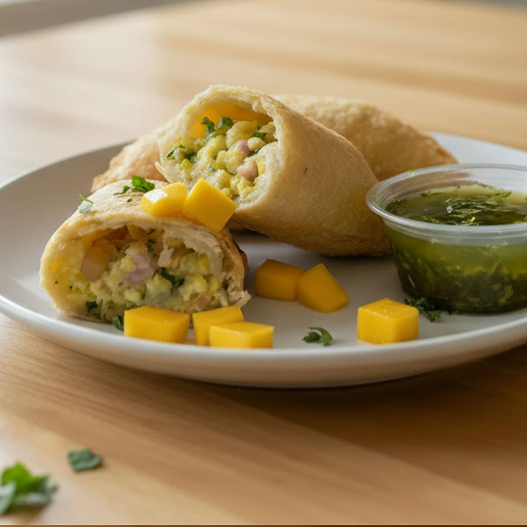 Sunny Daze breakfast empanada with egg, ham, mango and cheddar